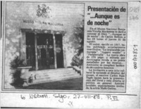 Presentación de " -- Aunque es de noche"