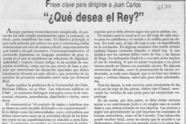 Qué desea el Rey?  [artículo].