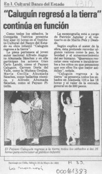 "Caluguín regresa a la tierra" continúa en función  [artículo].