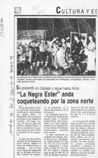 "La Negra Ester" anda coqueteando por la zona norte  [artículo].