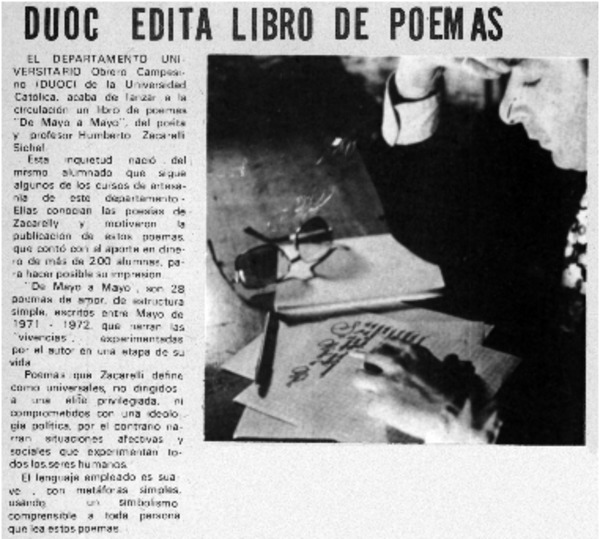 Duoc edita libro de poemas.