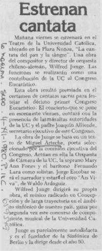 Estrenan cantata.