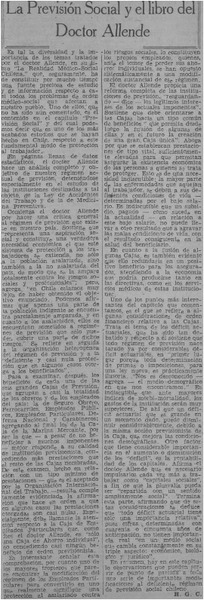 La previsión social y el libro del doctor Allende