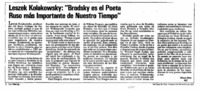Leszek Kolakowsky: "Brodsky es el poeta ruso más importante de nuestro tiempo"