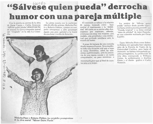 "Sálvese quien pueda" derrocha humor con una pareja múltiple.