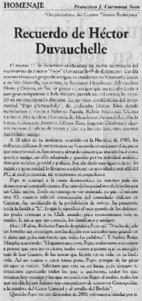 Recuerdo de Héctor Duvauchelle