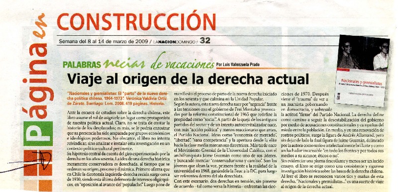 Viaje al origen de la derecha actual  [artículo] Luis Valenzuela P.