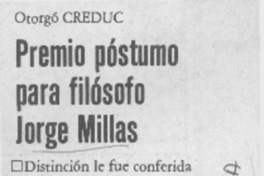 Premio póstumo para filósofo Jorge Millas.