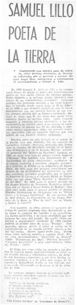 Samuel Lillo poeta de la tierra.