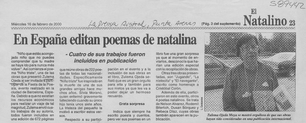 En España editan poemas de natalina  [artículo]