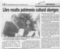 Libro resalta patrimonio cultural aborigen