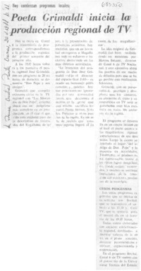 Poeta Grimaldi inicia la producción regional de TV.