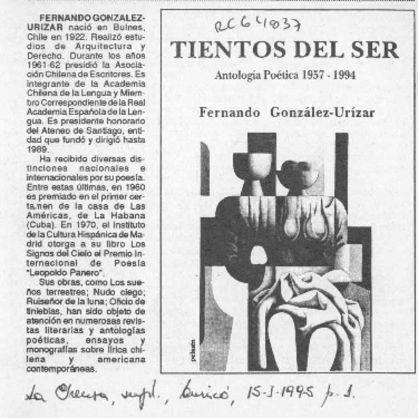 Tientos del ser  [artículo].