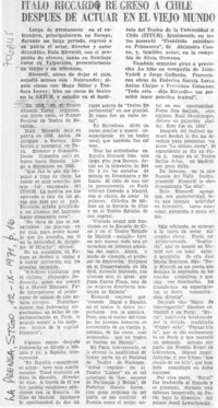 Italo Riccardi regresó a Chile después de actuar en el viejo mundo.