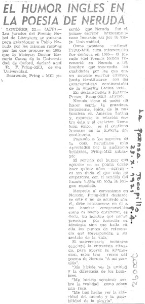 El Humor ingles en la poesía de Neruda.