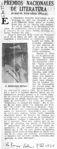 Premios nacionales de literatura.