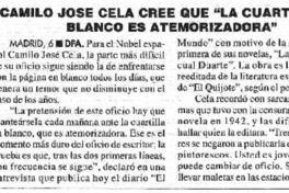 Camilo José Cela cree que "La cuartilla en blanco es atemorizadora"  [artículo]