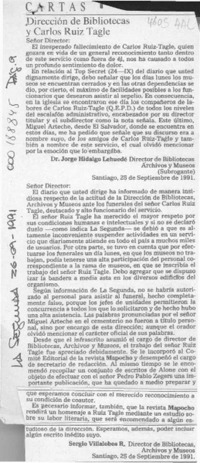 Dirección de Bibliotecas y Carlos Ruiz Tagle  [artículo] Jorge Hidalgo Lehuedé [y] Sergio Villalobos R.