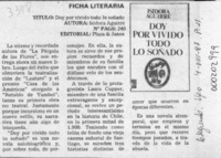 Doy por vivido todo lo soñado  [artículo].