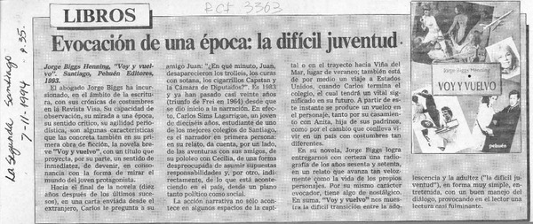 Evocación de una época, la difícil juventud  [artículo].