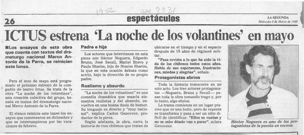 Ictus estrena "La noche de los volantines" en mayo  [artículo].