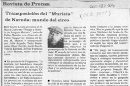 Transposición del "Murieta" de Neruda, mundo del circo  [artículo].