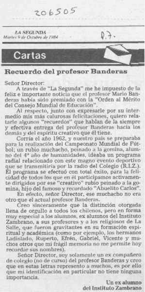 Recuerdo del profesor Banderas