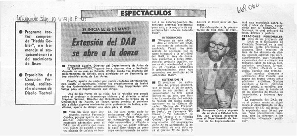 Extensión del DAR se abre a la danza.