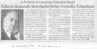 Falleció destacado historiador Javier González Echenique