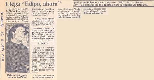 Llega "Edipo, ahora".