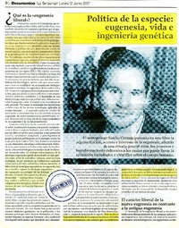 Política de la especie : eugenesia, vida e inegeniería genética. [artículo]