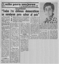 Todas las chilenas democráticas se enrolan para salvar al país.