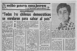 Todas las chilenas democráticas se enrolan para salvar al país.