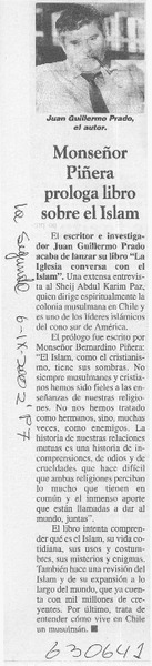 Monseñor Piñera prolonga libro sobre el Islam  [artículo]