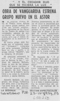 Obra de vanguardia estrena grupo nuevo en el Astor