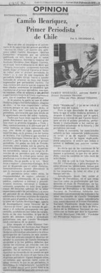 Camilo Henríquez, primer periodista de Chile