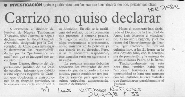 Carrizo no quiso declarar  [artículo].