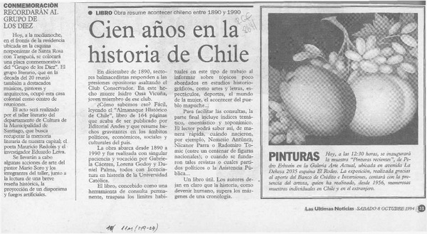 Cien años en la historia de Chile  [artículo].