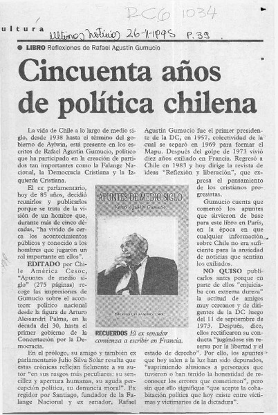 Cincuenta años de política chilena  [artículo].