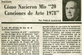 Cómo nacioron mis "20 cancionse de arte 1978".