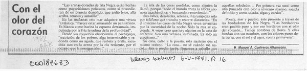 Con el olor del corazón  [artículo] Manuel A. Contreras Altamirano.