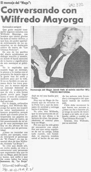 Conversando con Wilfredo Mayorga.