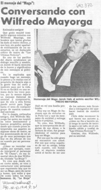 Conversando con Wilfredo Mayorga.