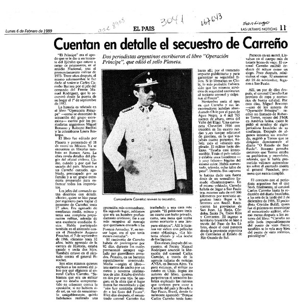 Cuentan en detalle el secuestro de Carreño  [artículo].