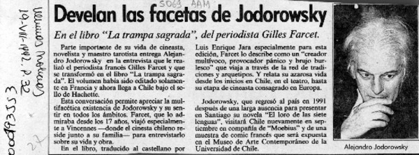 Develan las facetas de Jodorowsky  [artículo].