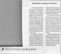 Distinción a profesor de Física  [artículo].
