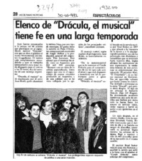 Elenco de "Drácula, el musical" tiene fe en una larga temporada  [artículo].