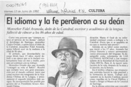 El Idioma y la fe perdieron a su deán  [artículo].