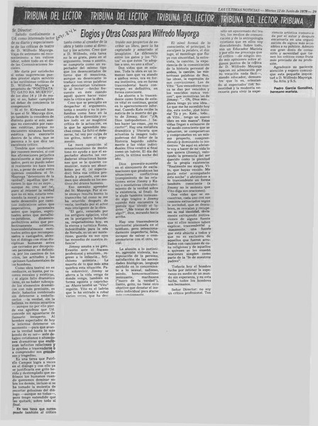 Elogios y otras cosas para Wilfredo Mayorga