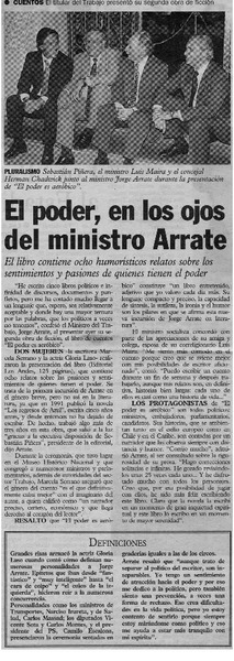 El Poder, en los ojos del ministro Arrate